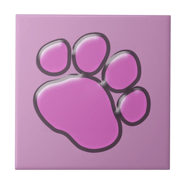 Pink Paw, Dog Paw, Tierpaw, Paw Print Fliese (Vorderseite)