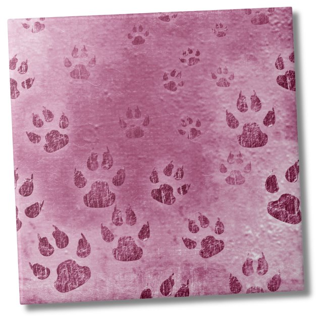 Pink Paw Muster Fliese (Cute Pink Pattern Animal Paw Prints Ceramic Tile)