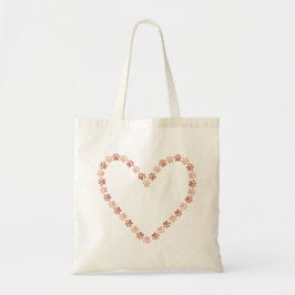 Pink Paw Print Heart - Hunde Katze Pfoten Drucke Tragetasche