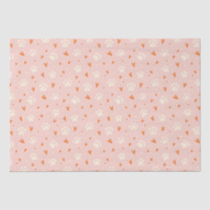 Pink Paw Print Heart Pattern Seidenpapier