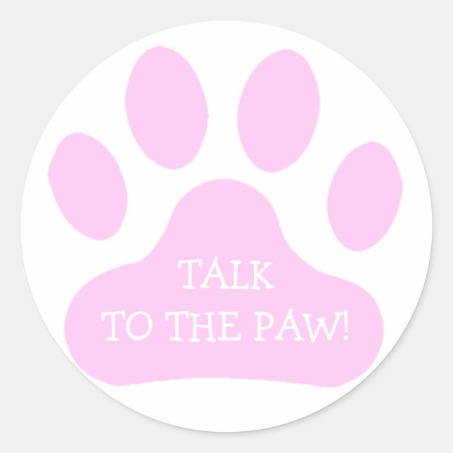 Pink Paw Print Runder Aufkleber (Vorderseite)