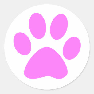 Pink Paw Runder Aufkleber