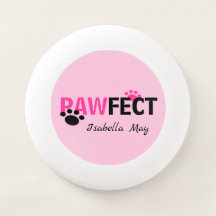 Pink Pawfect mit Paws & Name Hund Frisbee