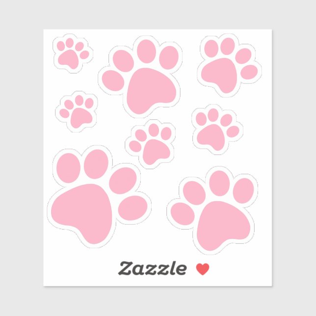 Pink Pawprint Aufkleber (Blatt)