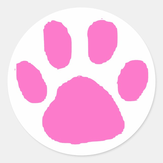 Pink Pawprint Runder Aufkleber (Vorderseite)