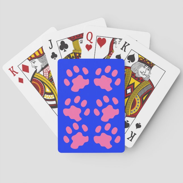 Pink Paws Blue Playing Cards Spielkarten (Rückseite)