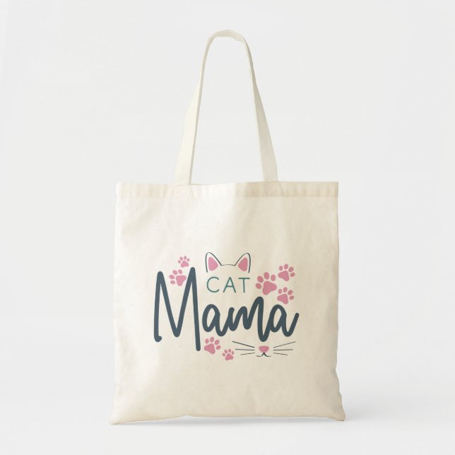Pink Paws Cat Mama Kawaii Niedlich Tote Bag Tragetasche (Vorne)
