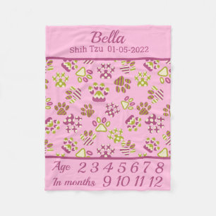 Pink Paws Pet Meilenstein Schuppen Fleecedecke
