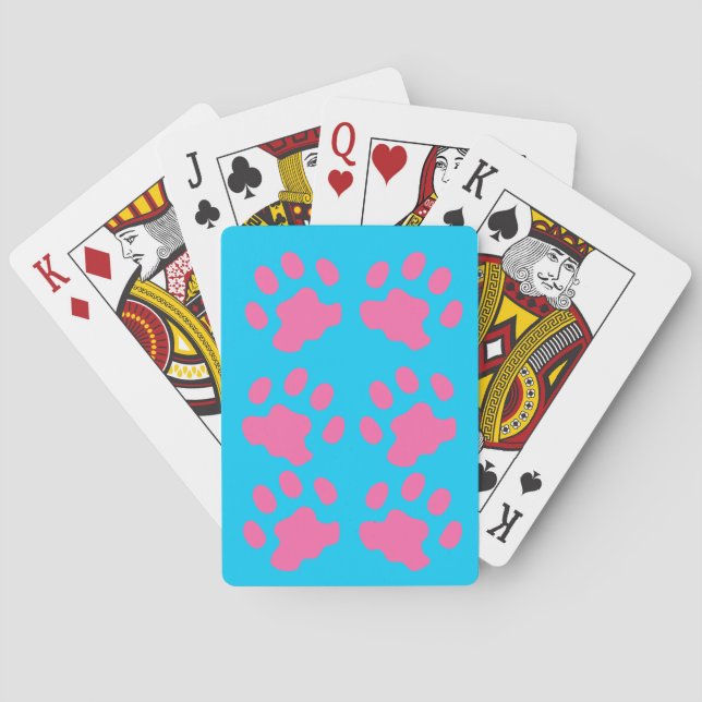 Pink Paws Turqouise Spielkarten (Rückseite)