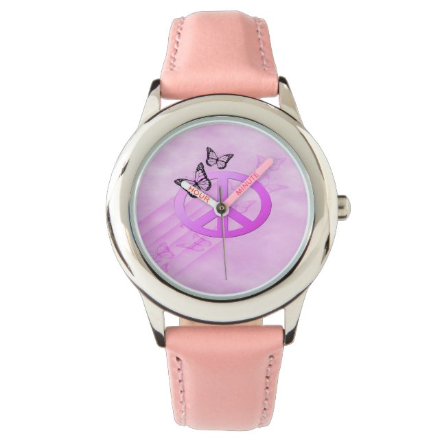Pink Peace Armbanduhr (Vorderseite)