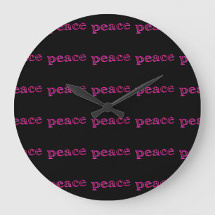 pink peace black große wanduhr