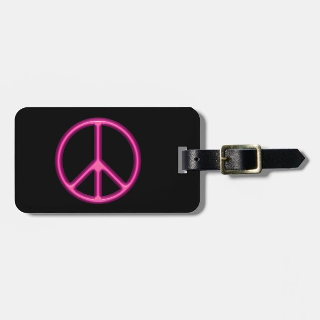 Pink Peace Sign Gepäckanhänger (Vorderseite horizontal)