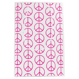 Pink Peace Sign Gift Wrap Mittlere Geschenktüte