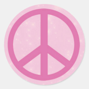 Pink Peace Sign.jpg Runder Aufkleber