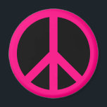 Pink Peace Sign Magnet<br><div class="desc">Ein rosa Rose-Friedenssymbol vor schwarzem Hintergrund.</div>