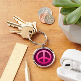 Pink Peace Sign Schlüsselanhänger