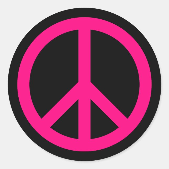 Pink Peace Sign Sticker (Vorderseite)