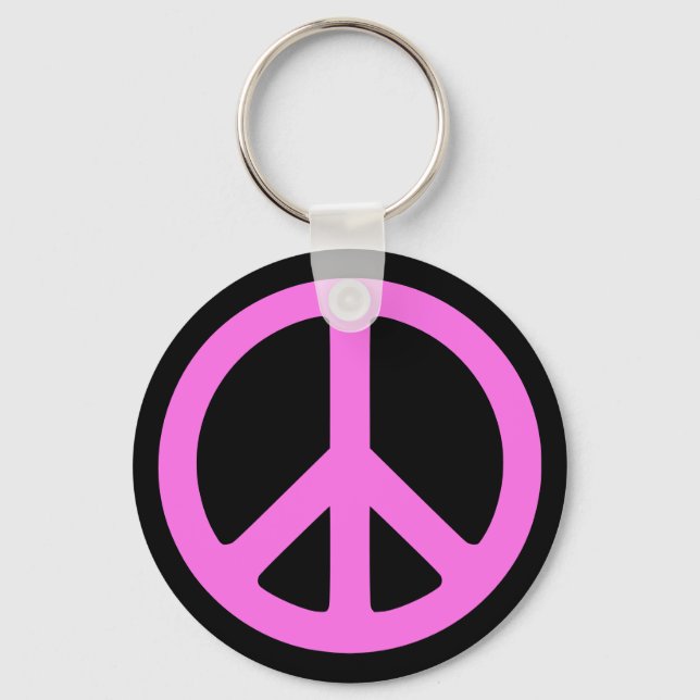 Pink Peace Symbol Schlüsselanhänger (Vorderseite)