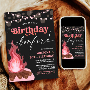 Pink + Peach Anniversaire Bonfire Invitation