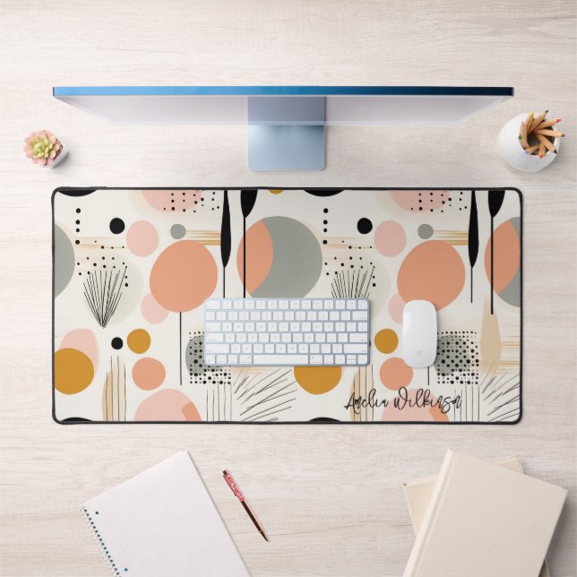 Pink Peach Ästhetik Modern Abstrakt Schreibtischunterlage (Büro 1)