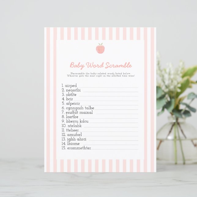 Pink-peach-Baby-Wortschatz Baby-Duschspiel (Stehend Vorderseite)