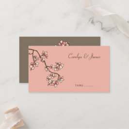 Pink Peach Blossom Frühlingsblumen Asiatische Hoch Platzkarte