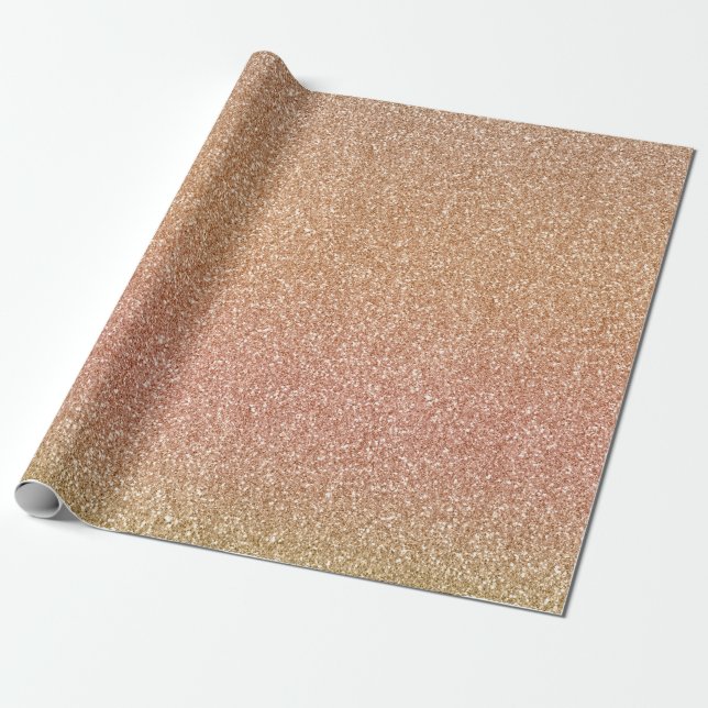 Pink Peach Blush Ombre Gold Glitzer Geschenkpapier (Ungerollt)