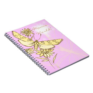 Pink Peach Butterfly Notebook Notizblock