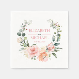 Pink Peach Coral Watercolor Blumenzeremonie Serviette