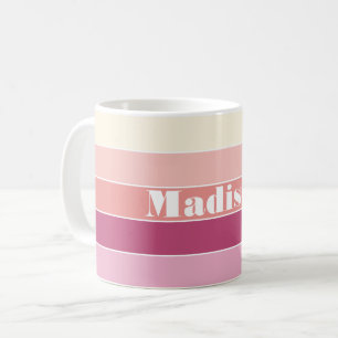 Pink Peach Custom Summer Color Block Streifen Kaffeetasse