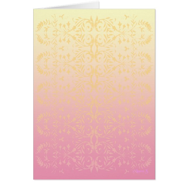 Pink Peach Damask Blank Art Card (Vorne)