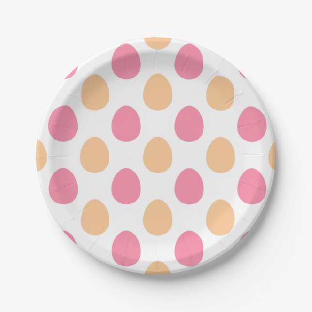 Pink Peach Easter Eggs Spring Paper Plates Pappteller (Vorderseite)