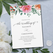 Pink Peach Floral Greenery Kalligraphie Hochzeit