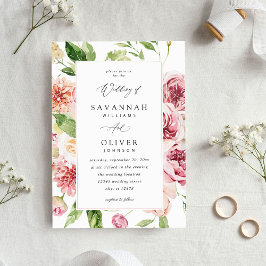 Pink & Peach Floral & Greenery Wedding V2 mit Rahm Einladung