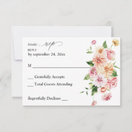 Pink & Peach Floral & Grüne am UAWG RSVP Karte