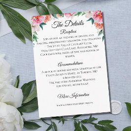 Pink Peach Floral Wedding Details Umschließkarte Begleitkarte