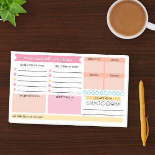 Pink Peach Goals Mood Daily Selfcare Planner Post-it Klebezettel