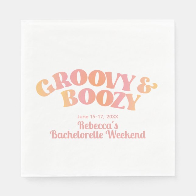 Pink Peach Groovy und Boozy Custom Napkins Serviette (Vorderseite)