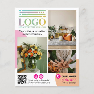 Pink & Peach Kreise Logo Fotos Werbematerial Flyer
