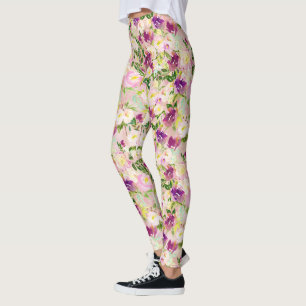 Pink Peach Lila Burgund Wasserfarben Leggings