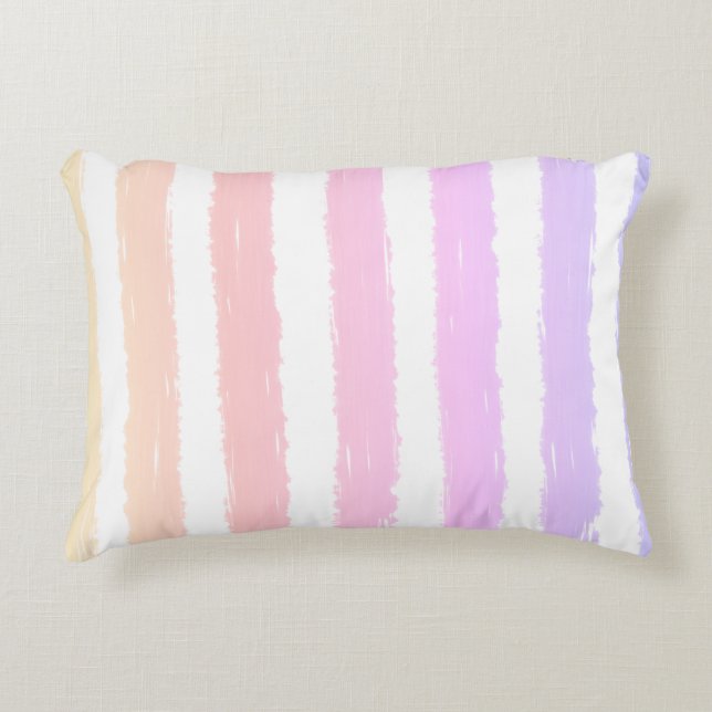 Pink Peach Lila Summer Stripes Dekokissen (Vorderseite)