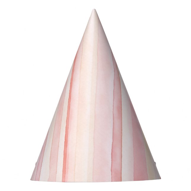 Pink Peach Stripes Birthday Partyhütchen (Vorderseite)