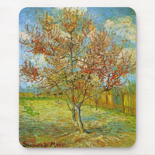 Pink Peach Tree in Blossom von Vincent van Gogh Mousepad (Vorne)