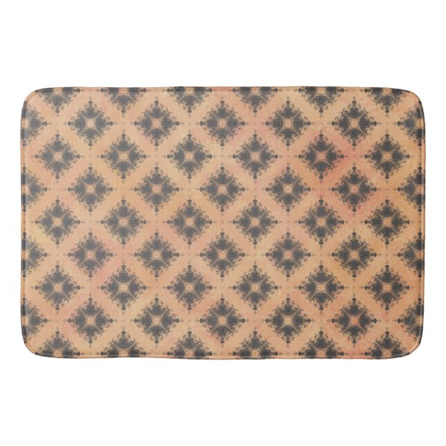 Pink, Peach und Bronze Diamond Burst Muster Badematte (Vorderseite)
