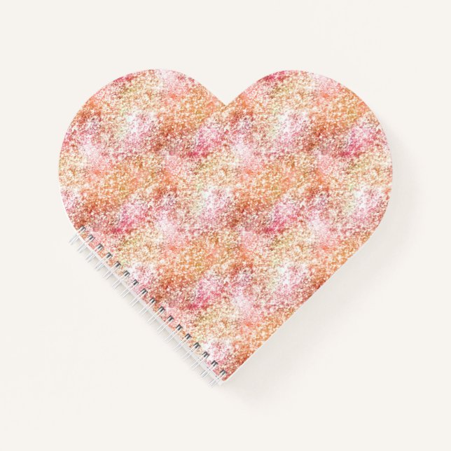 Pink Peach Unicorn Glitzer Notizbuch (Vorderseite)