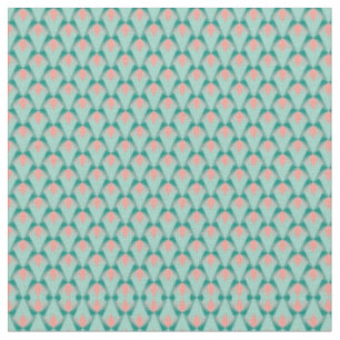 Pink Peach Yukka und Green Art Deco Muster Stoff