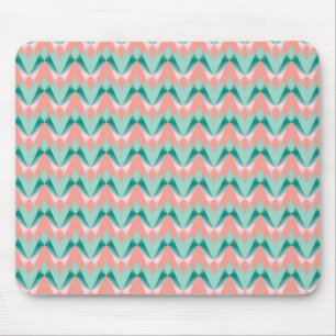 Pink Peach Yukka und Green ZigZag Muster Mousepad