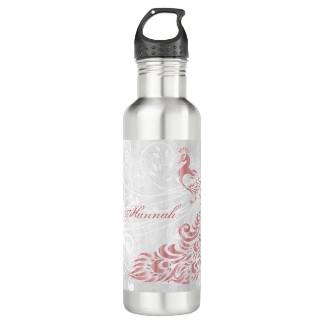 Pink Peacock Personalisiert Edelstahlflasche (Vorderseite)