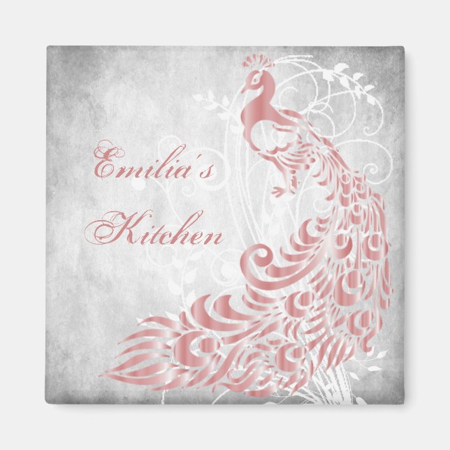 Pink Peacock Personalisiert Magnet (Vorne)