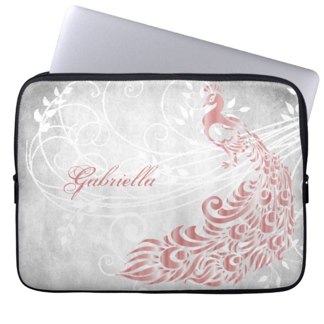 Pink Peacock Personalisierter Laptop-Sieb Laptopschutzhülle (Vorderseite)